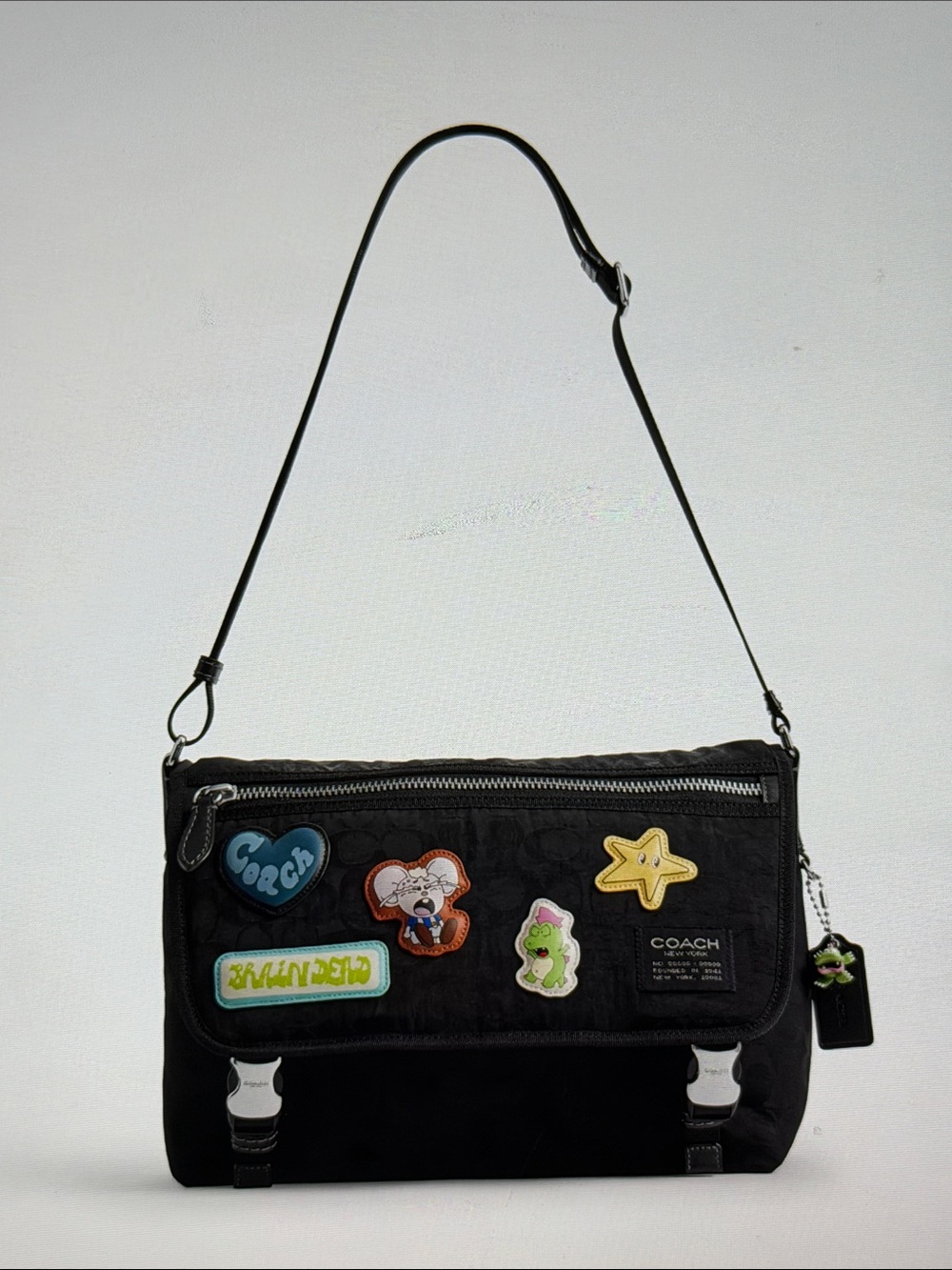 🐹🦖🐹  Coach | Brain Dead Lane Messenger In Signature Nylon With Patches 🐹🦖🐹 NWT - Picture 7 of 16